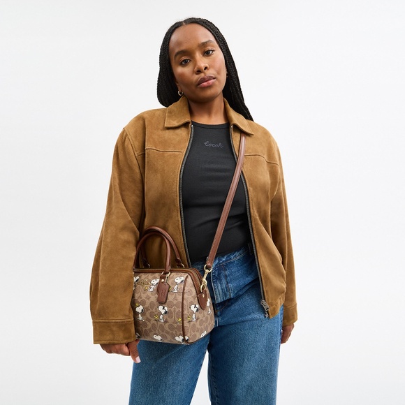 Coach X Peanuts Rowan Satchel Bag In Signature Canvas With Snoopy Print - Picture 3 of 6
